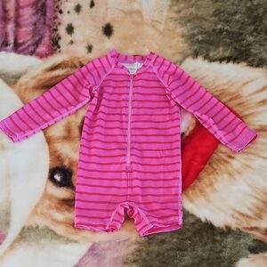 Hanna Andersson Bright Pink & Hot Pink Striped One-Piece Footie